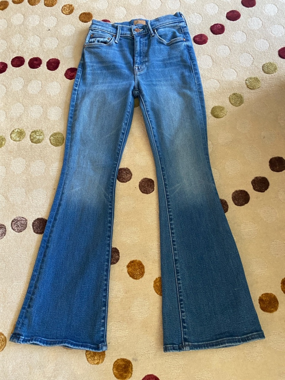 MOTHER Denim Flare Jeans in Medium Blue Wash Size  24 Lil’ weekender